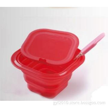 Foldable Silicone Bowl With Lid, Made of Non-Toxic, Eco-Friendly, RoHS, LFGB, FDA Certificates